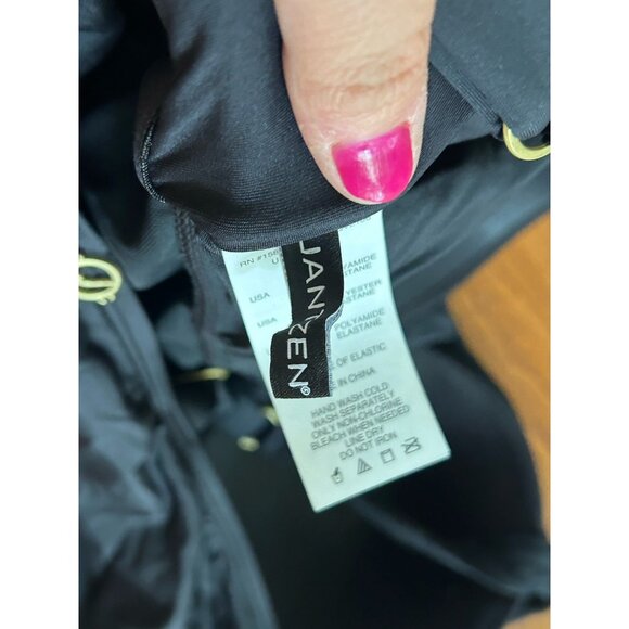 Jantzen Women's Draped Surplice One Piece Bathing Suit Black Stretch NWT Sz 22 - Picture 10 of 11